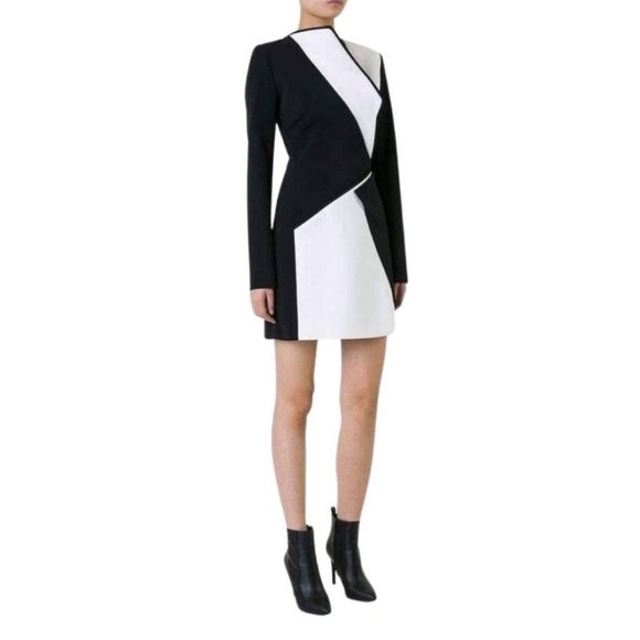 RARE THIERRY MUGLER RUNWAY Bicolor Asymmetric Mini Dress, Size 44 IT, M, NEW - Picture 5 of 11